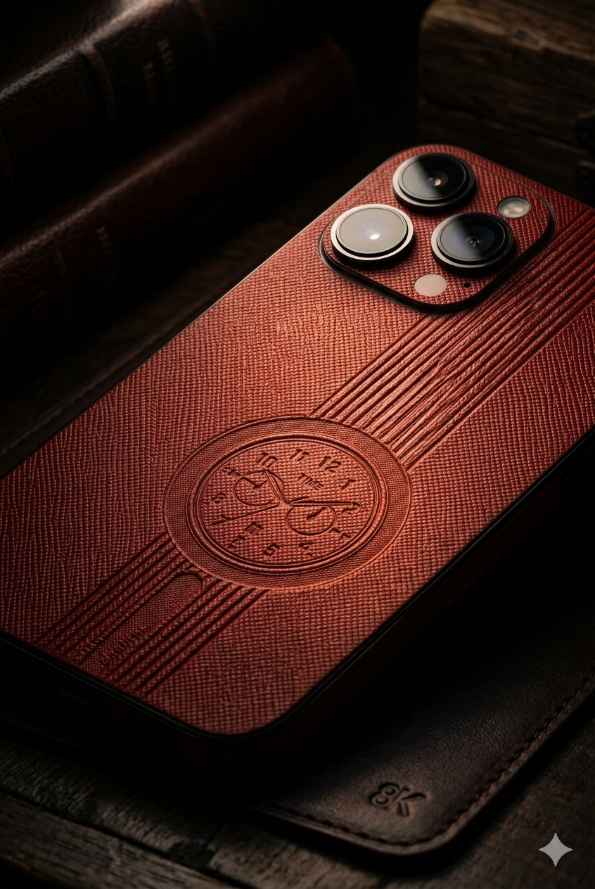 Premium Leather Phone Skin – Chrono Red Edition | iPhone & Samsung India