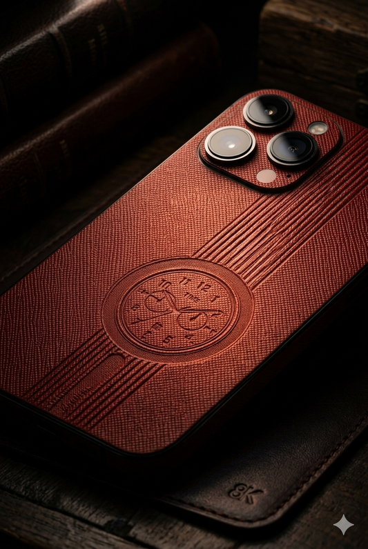 Premium Leather Phone Skin – Chrono Red Edition | iPhone & Samsung India