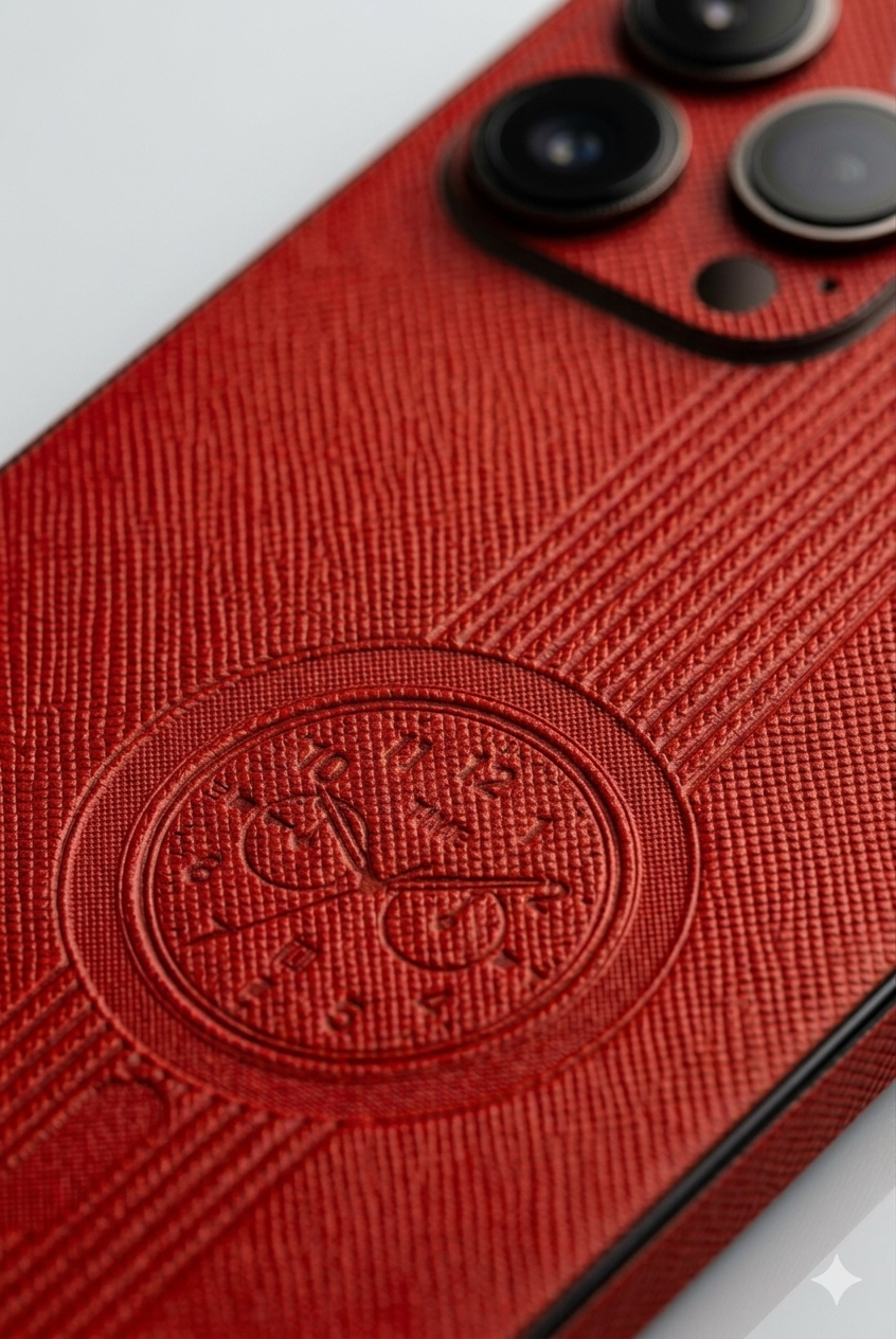 Premium Leather Phone Skin – Chrono Red Edition | iPhone & Samsung India